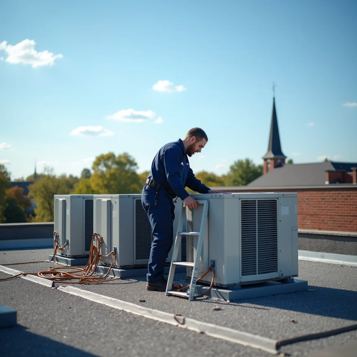 Light commercial HVAC service on rooftop units in Burlington, NC