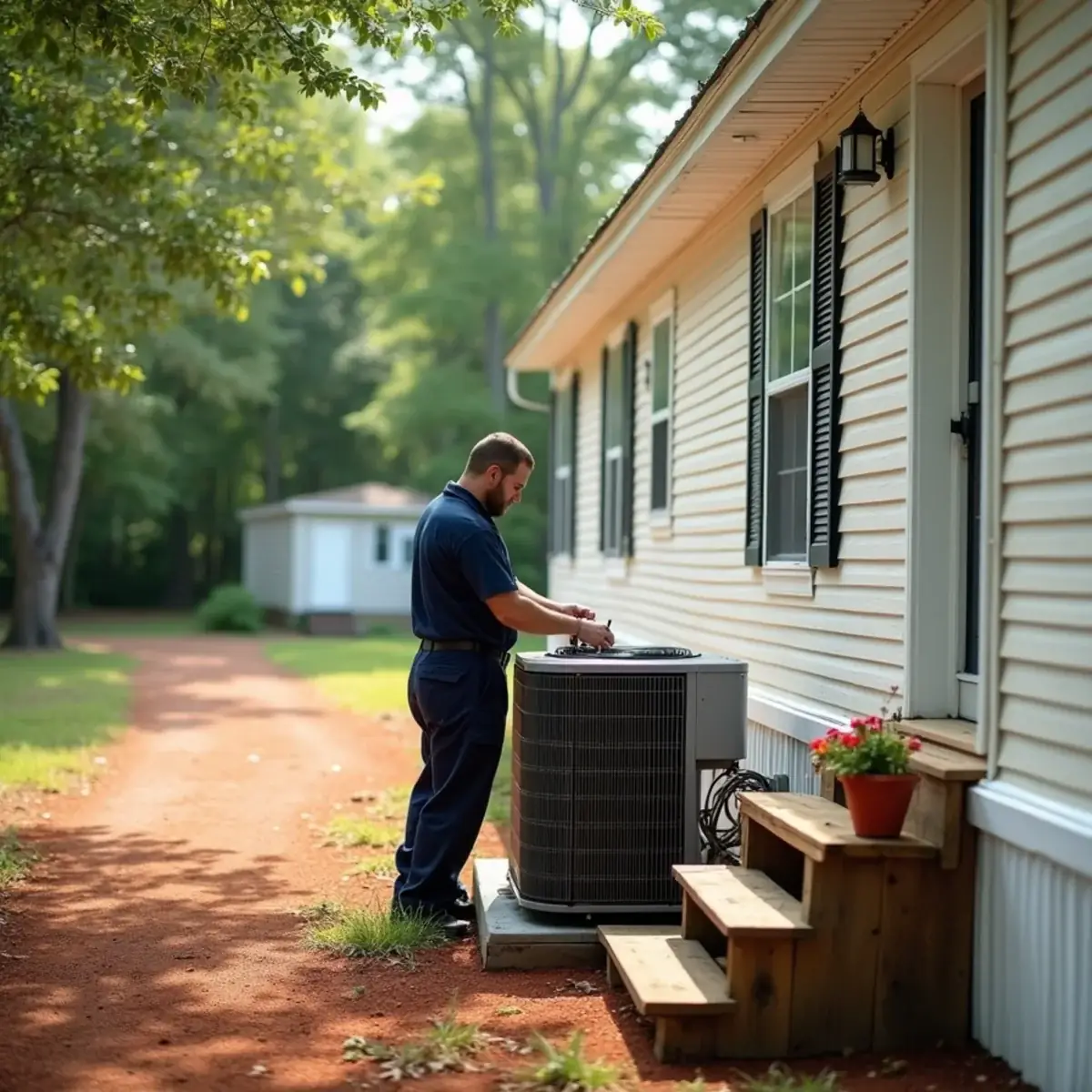 Mobile home HVAC service at a manufactured home near Burlington, NC