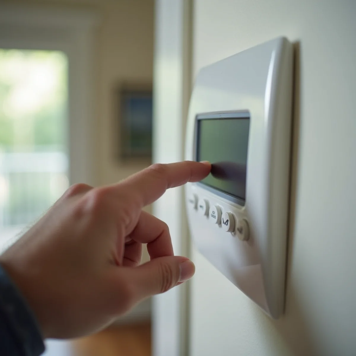 Blank unresponsive thermostat on a hallway wall needing same-day HVAC service in Burlington, NC