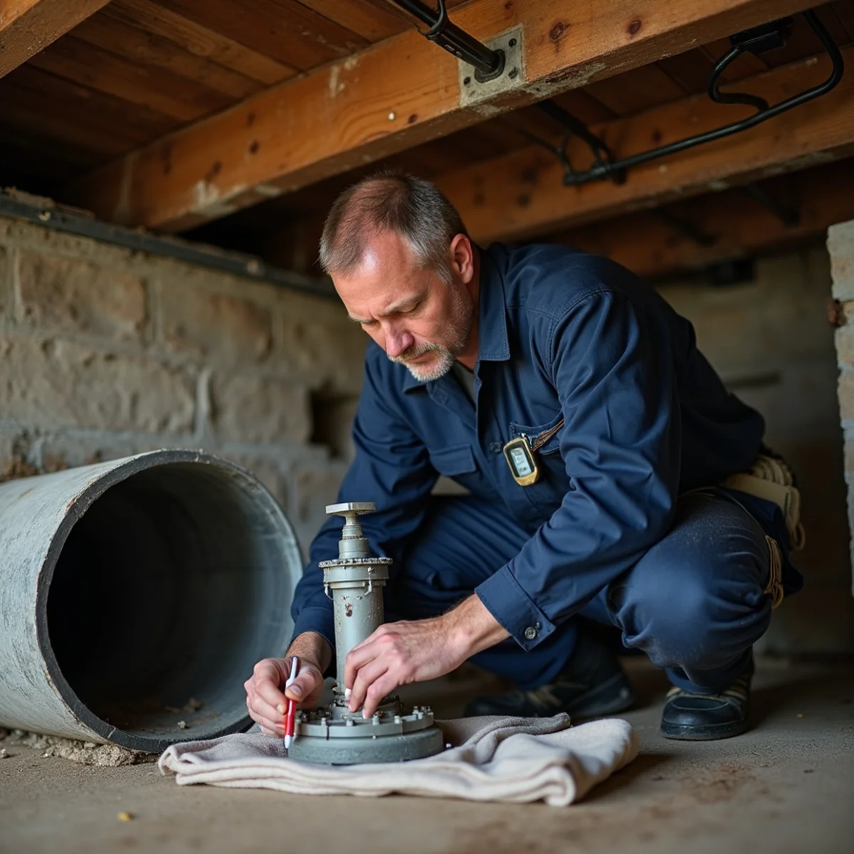 Technician balancing supply dampers for a hot upstairs in an older Yanceyville, NC home